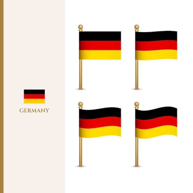 Ondeando banderas de alemania 3d vector ilustración bandera de alemania