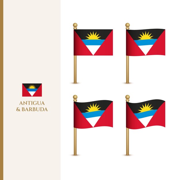 Ondeando banderas de Antigua Barbuda 3d vector ilustración bandera de Antigua Barbuda