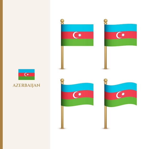 Vector ondeando banderas de azerbaiyán 3d vector ilustración bandera de azerbaiyán