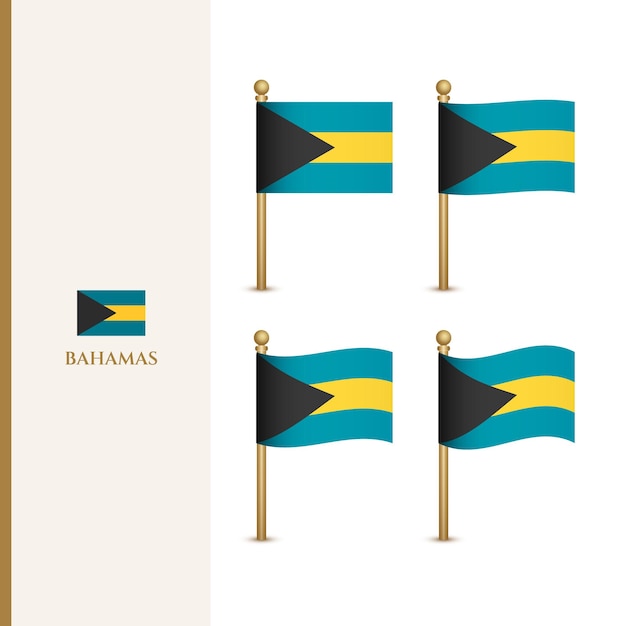 Ondeando banderas de bahamas 3d vector ilustración bandera de bahamas