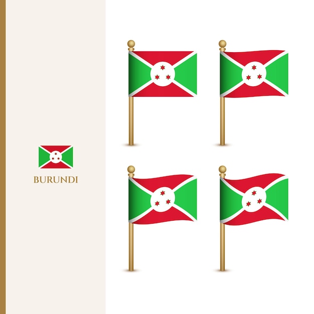 Ondeando banderas de burundi 3d vector ilustración bandera de burundi