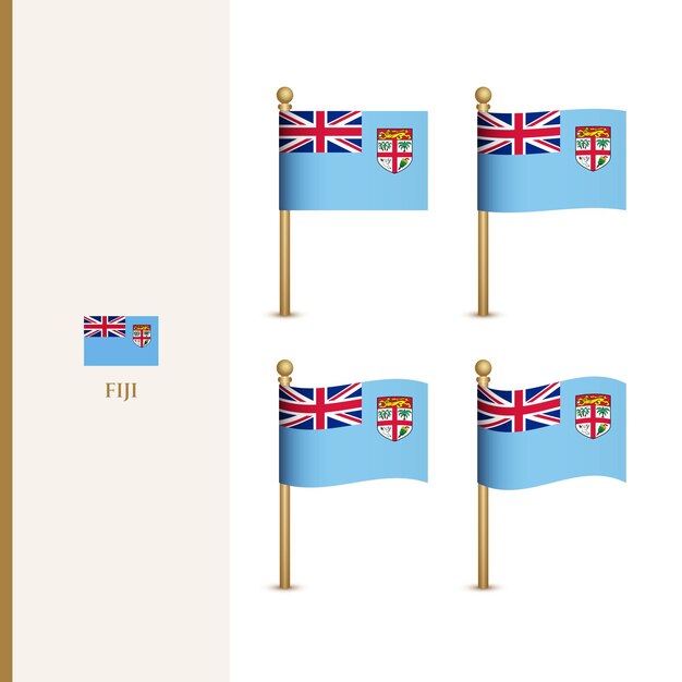 Ondeando banderas de Fiyi 3d vector ilustración bandera de Fiyi