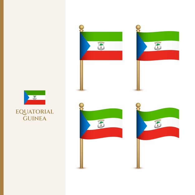 Ondeando banderas de Guinea Ecuatorial 3d vector ilustración bandera de Guinea Ecuatorial