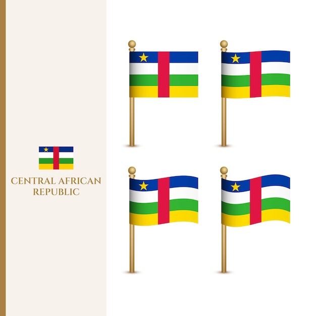 Ondeando banderas de la República Centroafricana 3d vector ilustración bandera de la República Centroafricana
