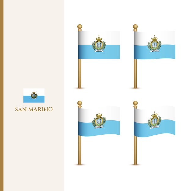Ondeando banderas de San Marino 3d vector ilustración bandera de San Marino