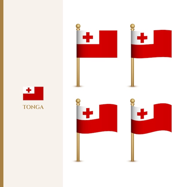 Ondeando banderas de Tonga 3d vector ilustración bandera de Tonga