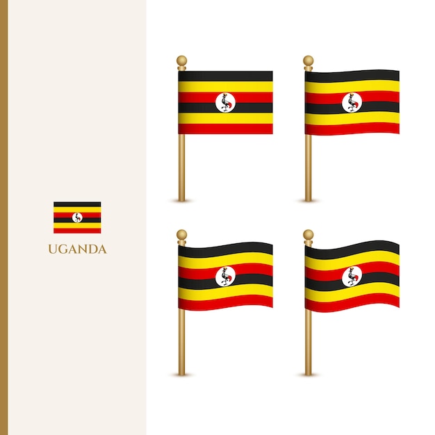 Ondeando banderas de uganda 3d vector ilustración bandera de uganda
