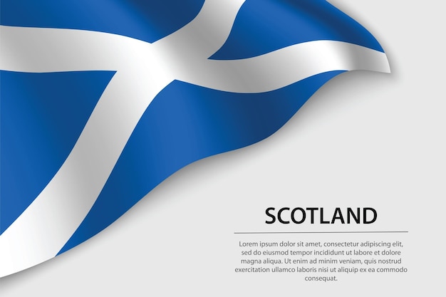 Ondee la bandera de escocia sobre fondo blanco plantilla de vector de banner o cinta para el día de la independencia