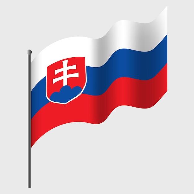 Ondeó la bandera de Eslovaquia Bandera de Eslovaquia en asta Vector emblema de Eslovaquia