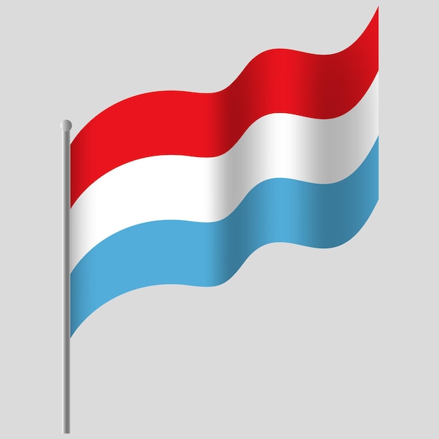 Ondeó la bandera de Luxemburgo Bandera de Luxemburgo en asta Vector emblema de Luxemburgo