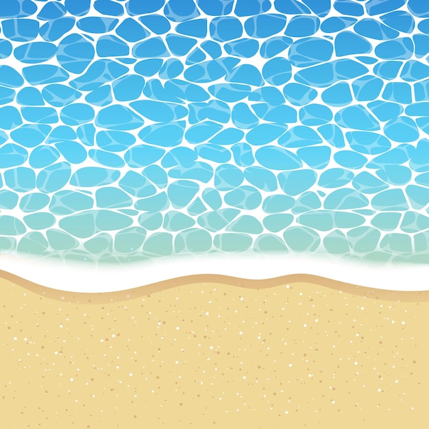 Vector ondulación de la superficie del agua azul de verano hermoso y playa junto al mar en la ilustración de vector de día soleado