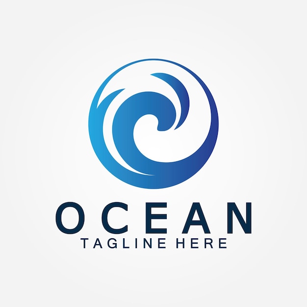 Ondulado azul océano agua letra O océano ola logo diseño vector