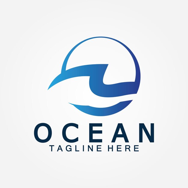 Ondulado azul océano agua letra O océano ola logo diseño vector