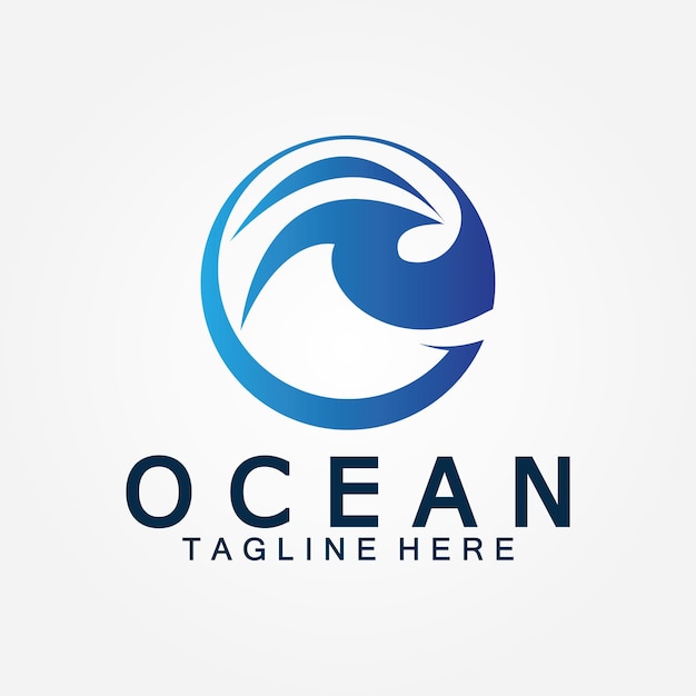 Ondulado azul océano agua letra O océano ola logo diseño vector