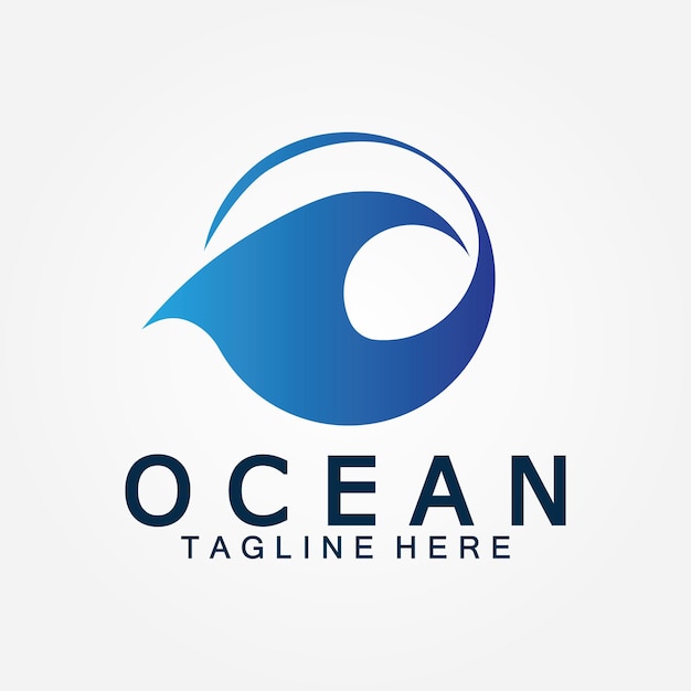 Ondulado azul océano agua letra O océano ola logo diseño vector