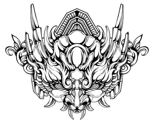 Oni máscara tatuaje diseño vector ilustración