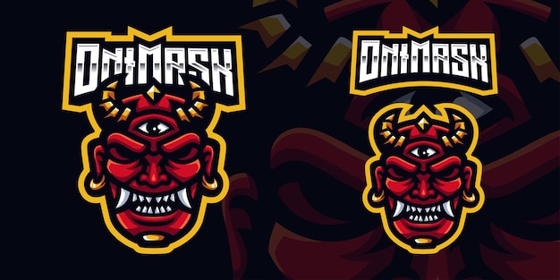 Oni mask japan gaming mascot logo template para esports streamer facebook youtube