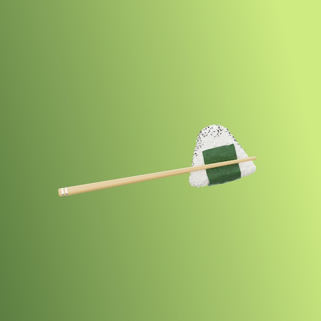Onigiri Modelo 3D Ilustración Simple