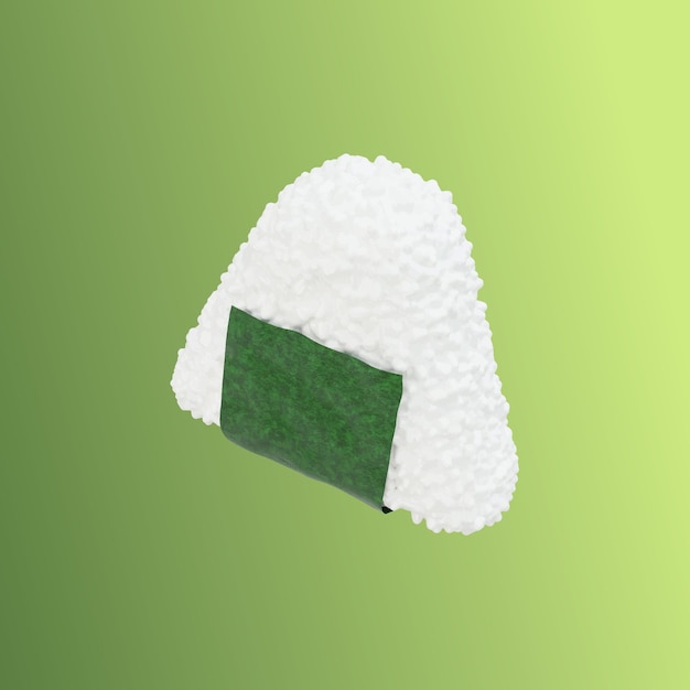 Onigiri Modelo 3D Ilustración Simple