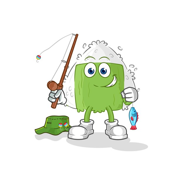 Onigiri pescador ilustración vector de caracteres
