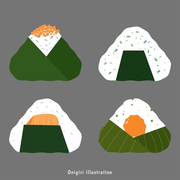 onigiri primavera sushi comida china japonesa ilustrado clip art vector
