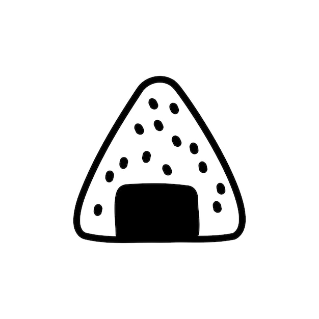 Onigiri de sushi japonés en estilo dibujado a mano. Menú de comida asiática para restaurantes