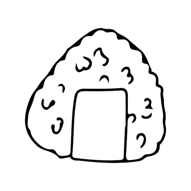 Onigiri Sushi con marisco o pescado Cocina asiática Ilustración vectorial aislada sobre fondo blanco