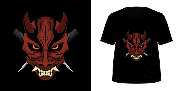 onimask con espada para diseño de camiseta