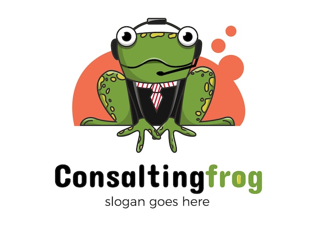 Onsalting frog una rana en auriculares con un micrófono ilustración vectorial