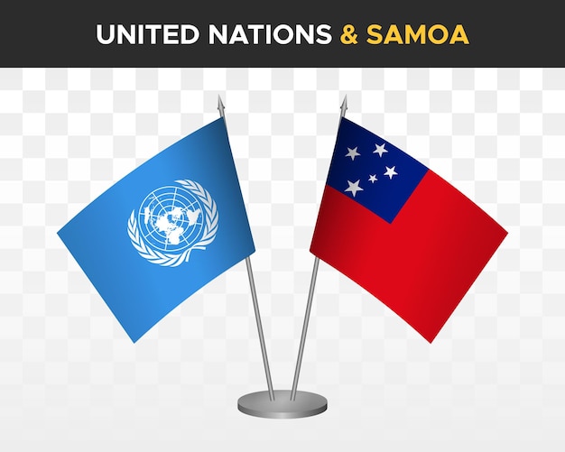 ONU Naciones Unidas vs Samoa escritorio banderas maqueta aislado 3d vector ilustración mesa banderas