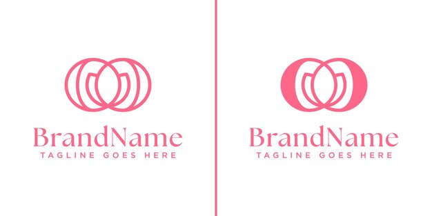 OO Flores Monograma Logos adecuados para cualquier negocio con letras OO iniciales