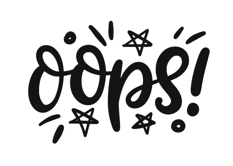 Vector oops word eslogan divertido refranes de letras a mano linda caligrafía moderna