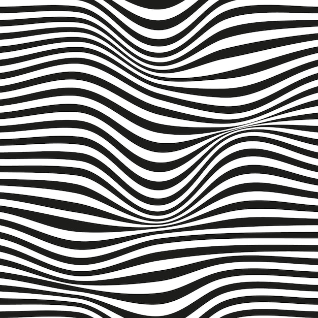 Op art onda patrón sin costura líneas de rayas ondas monocromáticas ilusión óptica patrón distorsionado