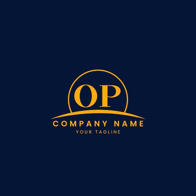 OP Logotipo corporativo minimalista con iniciales y diseño de arco