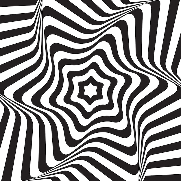 Op pop art estrella de ilusión óptica en blanco y negro