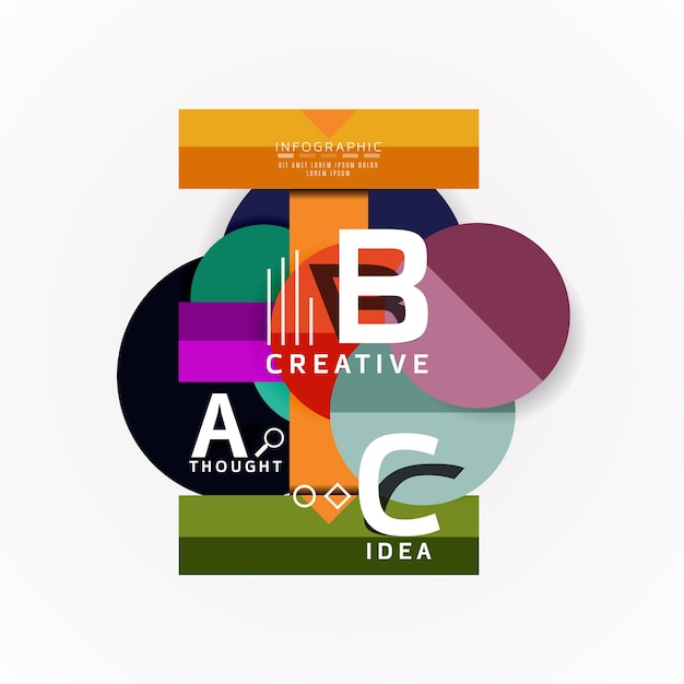 Opción geométrica abstracta pancartas infográficas a b c pasos del proceso Ilustración vectorial