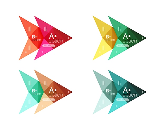 Opción vectorial colorida plantillas de flecha de banner fondos infográficos configurados para diagrama de diseño de flujo de trabajo opciones de número o diseño web
