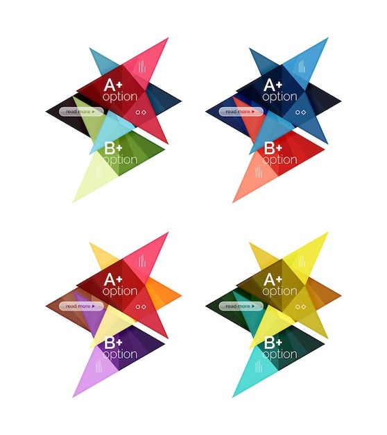 Opción vectorial colorida plantillas de flecha de banner fondos infográficos configurados para diagrama de diseño de flujo de trabajo opciones de número o diseño web