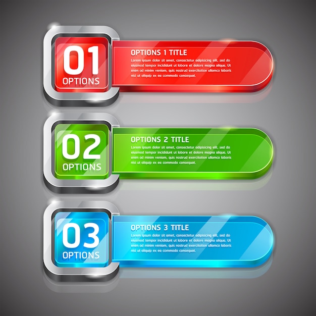 Opciones coloridas del número del estilo del sitio web botones Banner y tarjeta de fondo.