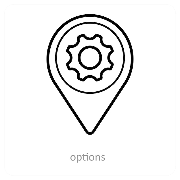 Opciones y concepto de icono de ubicación