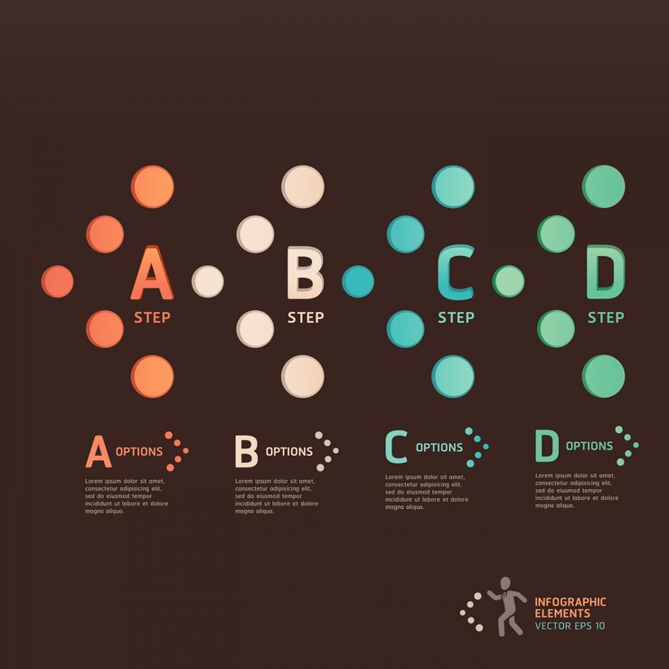 Vector opciones de estilo moderno de flecha de puntos. diseño de flujo de trabajo, diagrama, opciones numéricas, diseño web, infografías.