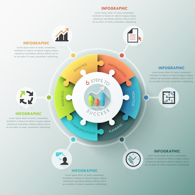 Opciones de infografía moderna rompecabezas gráfico