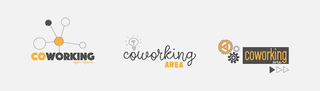 Opciones de logotipo para coworking cowork coworking space colaboración oficina