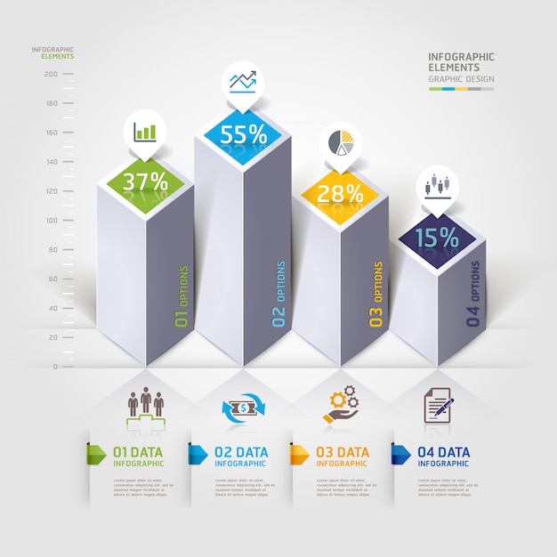 Opciones modernas de infografía 3d.