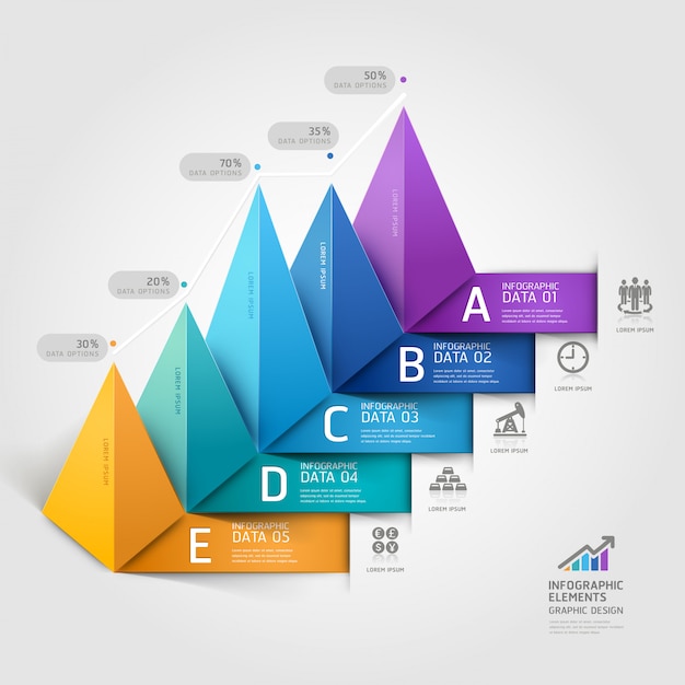 Vector opciones modernas del steb del diagrama de la escalera del triángulo del negocio 3d.