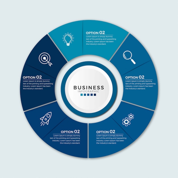 Vector opciones o pasos de iconos de diseño de infografía empresarial