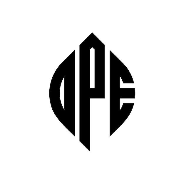 OPE diseño de logotipo de letra de círculo con forma de círculo y elipse OPE letras de elipse con estilo tipográfico Las tres iniciales forman un logotipo de círculo OPE Emblema de círculo Abstracto Monograma Carta Marca Vector