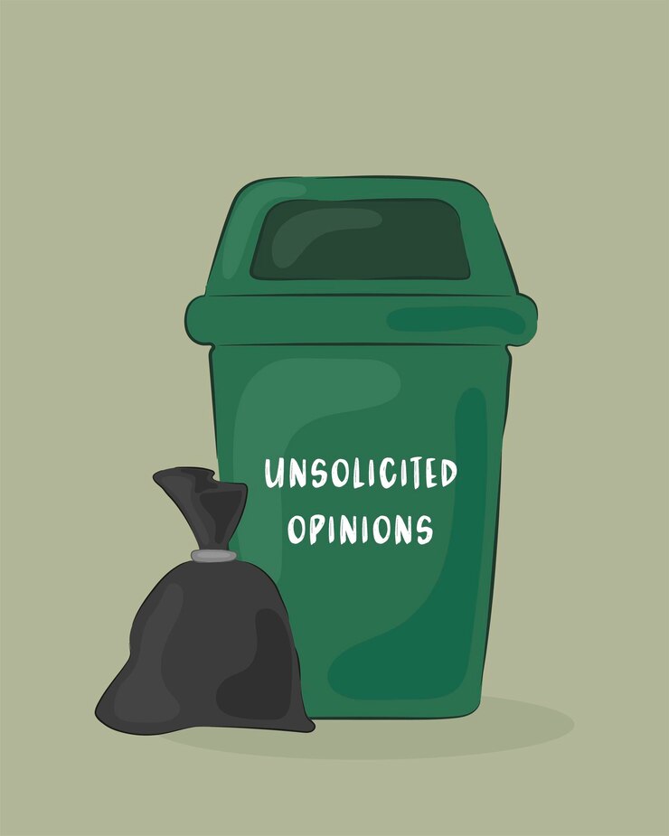 Opiniones no solicitadas Vector Contenedor de basura verde Dibujo de Doodle