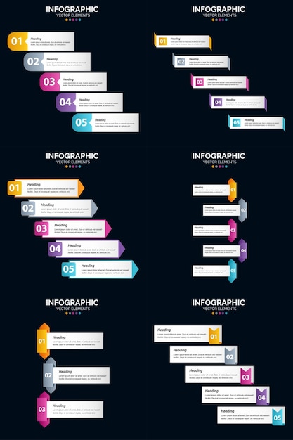 Optimice su presentación con seis infografías vectoriales y líneas de tiempo