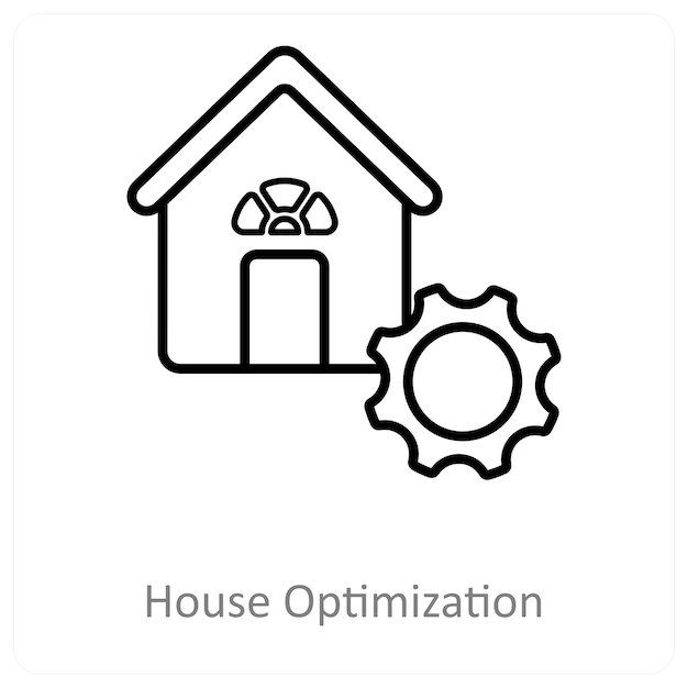 Optimización de la casa y concepto de icono de construcción